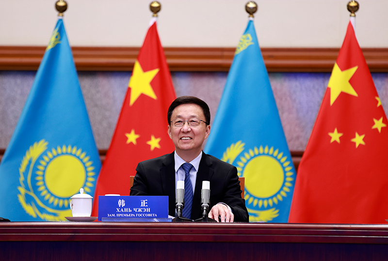 韩正与哈萨克斯坦第一副总理斯迈洛夫主持召开中哈合作委员会第十次会议