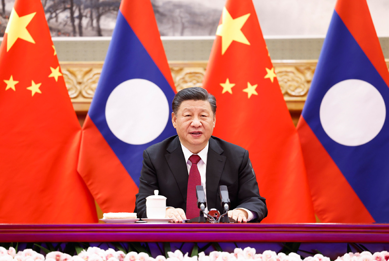 习近平同老挝人民革命党中央总书记、国家主席通伦举行视频会晤